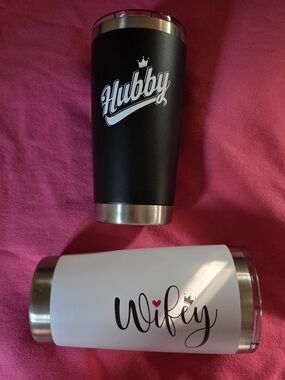 Hubby & Wifey Stainless Steel Tumbler Set - Black & White